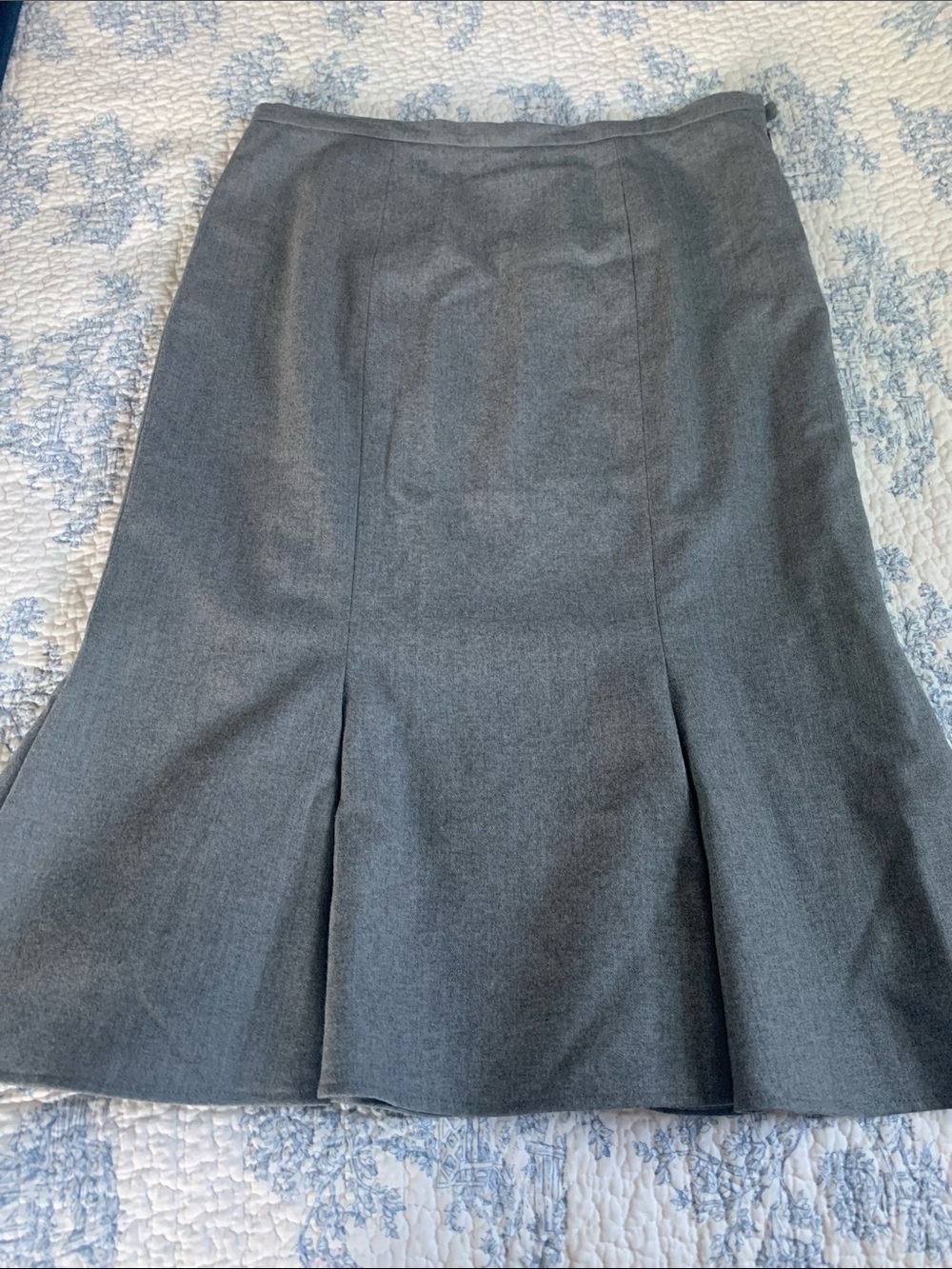 Worth Gray wool  A-Line Skirt with Flared Panel Details